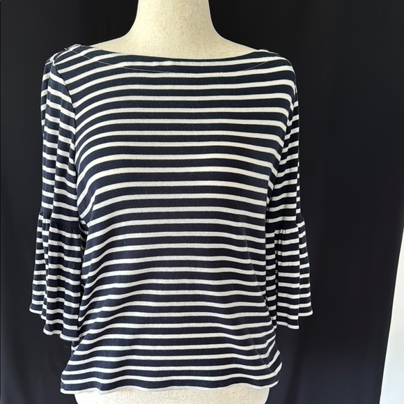 Banana Republic Navy and White Striped Women's Top, medium - Picture 1 of 6